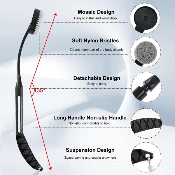Back Scrubber for Shower,20.5" Bath Brush Long Handle for Deep Clean,Back Brush