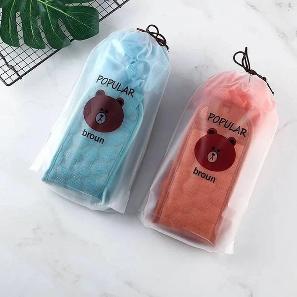 Exfoliating Back Scrubber Shower Bath Body Washer Glove Mitt Sponge Brush Set