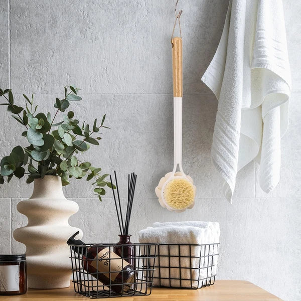 Bath Sponge Back Brush Long Handle For Shower 17 Inch Double Sided Exfoliating B