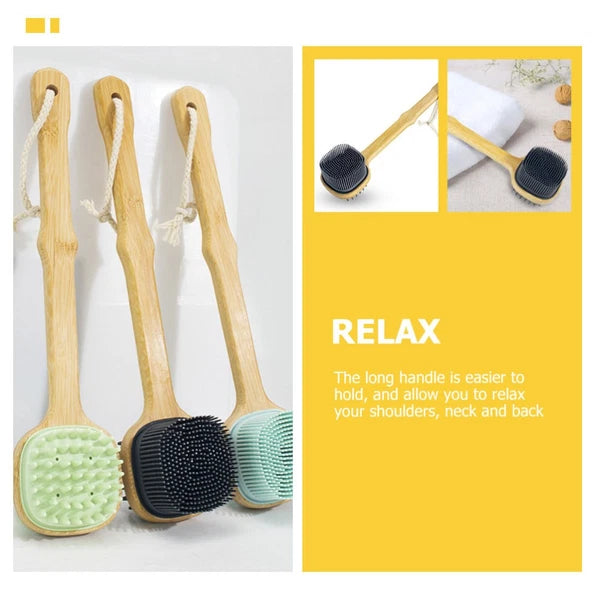 Bath Brush Silicone Shower Scrubber Body Men Long Handle