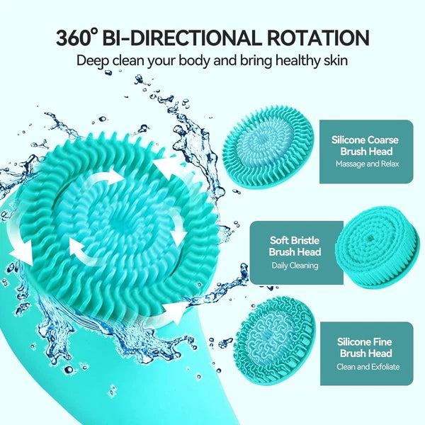 Electric Bath Brush, 3-in-1 Rechargeable Body Shower Brush with Long Handle