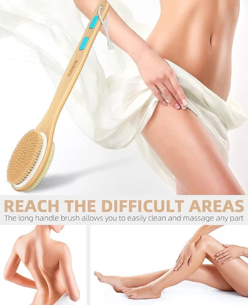 Durable 17-Inch Bath Brush with Anti-Slip Grip - Ideal for Wet & Dry Exfoliation
