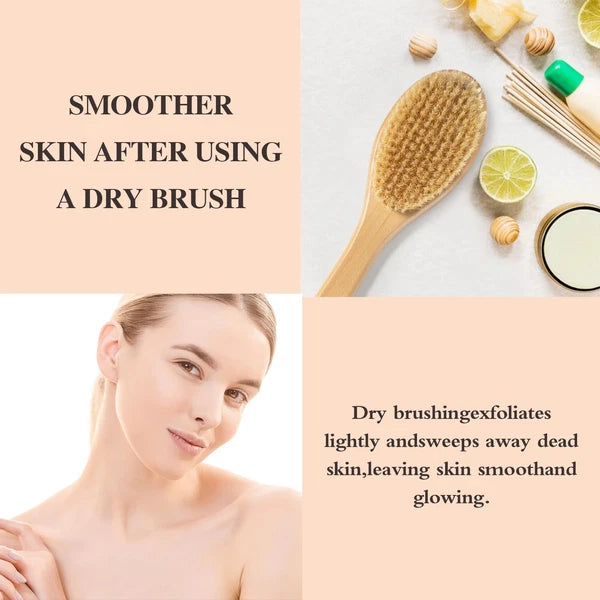 Bamboo Long Handle Back Scrubber BrushDry Body Scrubber for Dry Skin Blood Ci...