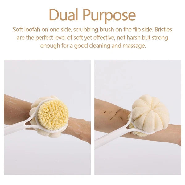 Bath Sponge Back Brush Long Handle For Shower 17 Inch Double Sided Exfoliating B
