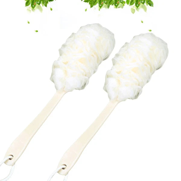 2 Pcs Rub The Back Bath Flowers Body Brush Scrubber with Long Handle