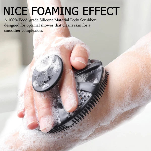 Food-Grade Soft Silicone Body Scrubber Shower Brush Handheld Cleansing Skin B...