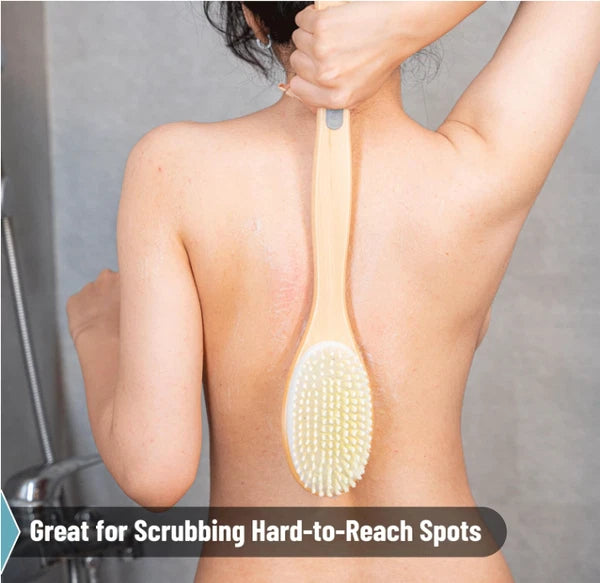 Body Back Bath Brush Shower Scrubber Soft Bristles Long Handle Double Sided