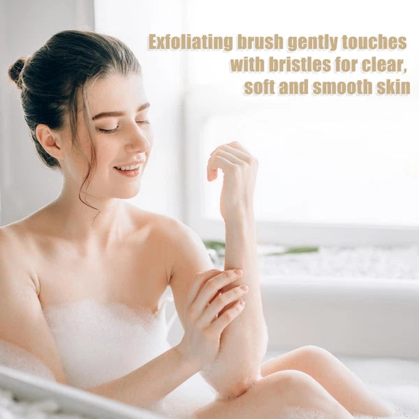 Dry Brushing Body Brush Set Dual Sided Long Handle Back Scrubber for Wet Dry