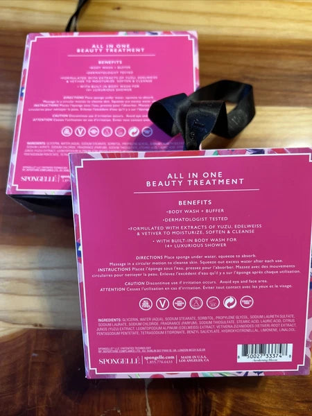 2 X Spongelle AWAKENING BLOOM Infused Buffer Flower Body Bath Sponge 3 Oz New