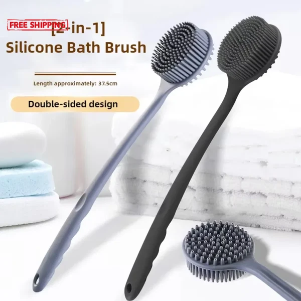 1Pc Bath Soft Back Scrubber Brush Bath Shower Sponge Scrubbing Brush with Handle