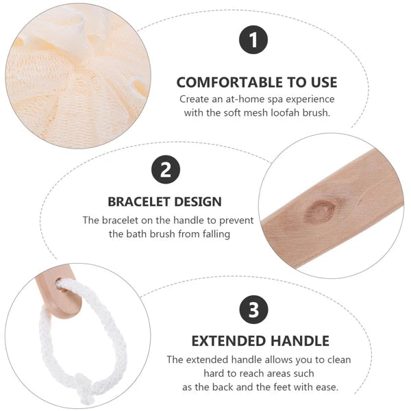 Bath Sponge Brush with Long Handle for Exfoliating and Cleaning Hard Areas