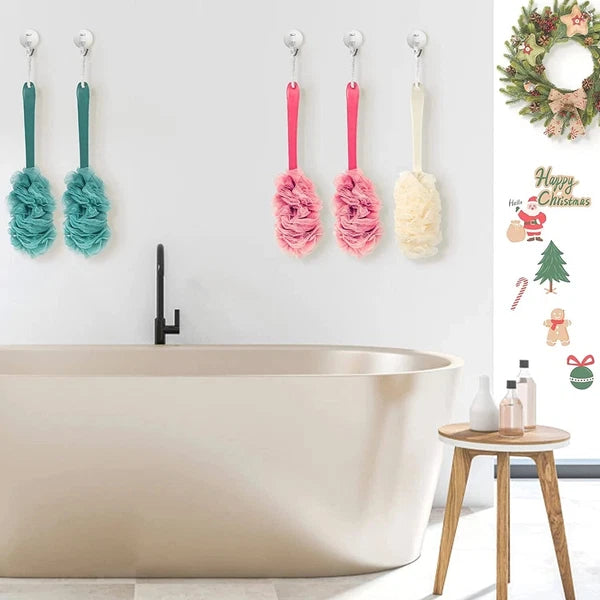 2Pack Back Scrubber for Shower,  Loofah on a Stick as Shower Brush Exfoliating