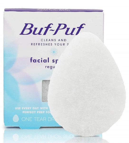 1 Count Buf-Puf Regular Facial Sponge, Dermatologist Developed, Reusable, White
