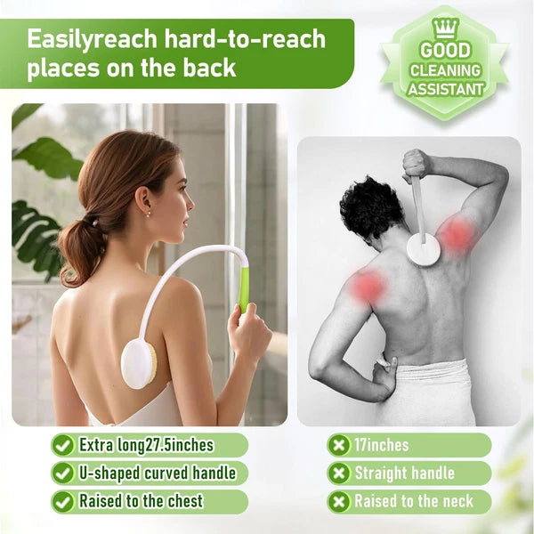 27.5” Back Bath Brush Long Handle for Shower and Silicone Body Scrubber, Show...