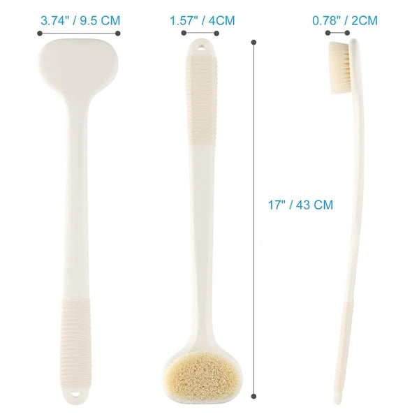 Back Scrubber for Shower Bath Brush with 17-Inch Long Anti-Slip Handle Wet an...