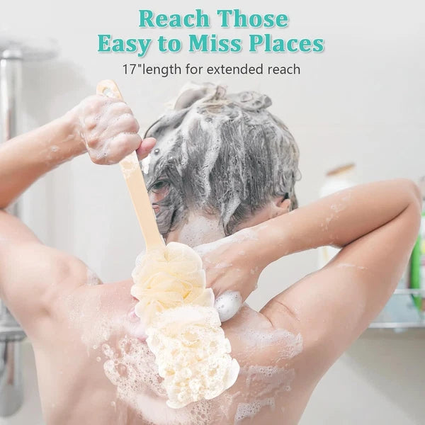 New Bath Loofah Sponge Brush Shower Long Handle Back Scrubber Bathing Accessorie