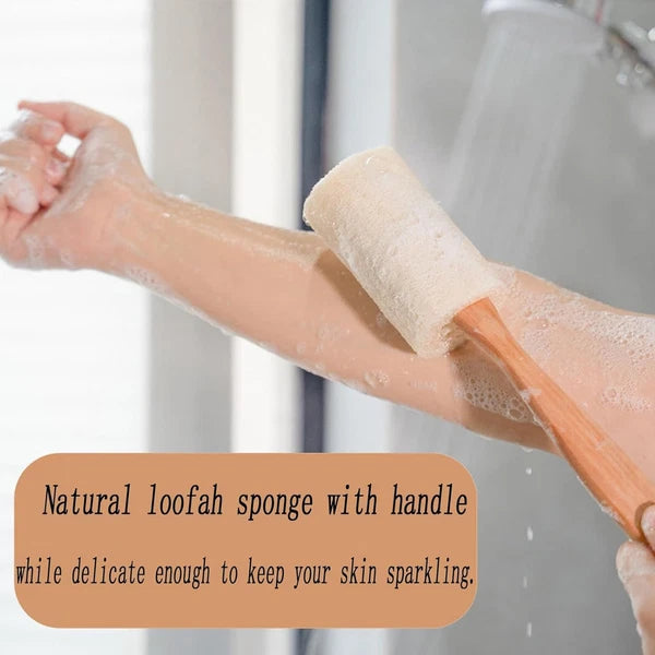 Exfoliating Loofah Brush Back Scrubber Bath Shower Body Massager Wooden Handle