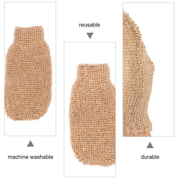 2Pcs Bath Glove Exfoliating Scrubber Mitts Ramie Jute Spa Gloves
