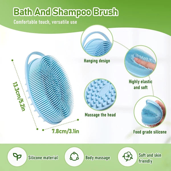27.5” Back Bath Brush Long Handle for Shower and Silicone Body Scrubber, Show...