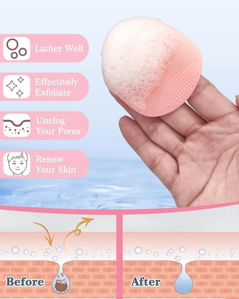 Silicone Back Scrubber (Thick Bristles) & Bath Glove & Face Brush Set(3Pcs), Sup