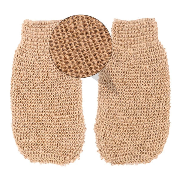 2Pcs Bath Glove Exfoliating Scrubber Mitts Ramie Jute Spa Gloves