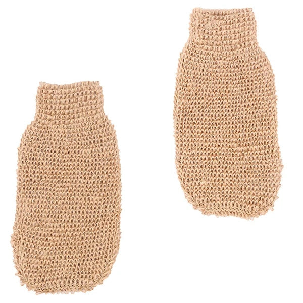2Pcs Bath Glove Exfoliating Scrubber Mitts Ramie Jute Spa Gloves