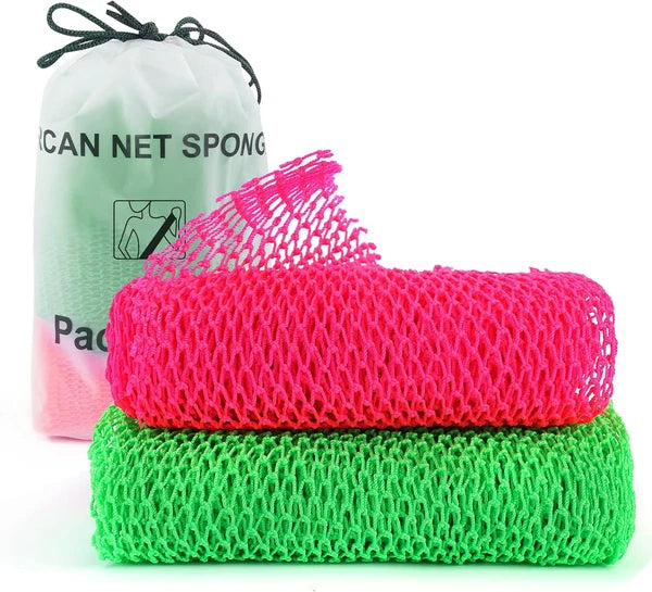 2 Pieces African Net Sponge, Authentic Real African Exfoliating Net Bath Spon...