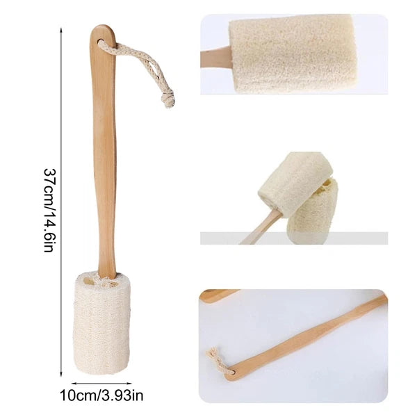 Exfoliating Loofah Brush Back Scrubber Bath Shower Body Massager Wooden Handle