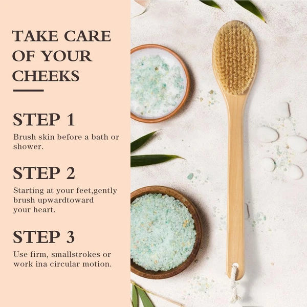 Bamboo Long Handle Back Scrubber BrushDry Body Scrubber for Dry Skin Blood Ci...