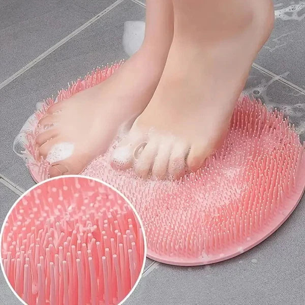 Silicone Wall Mounted Back Scrubber Bath Massage Cushion Brush with Suction Cups