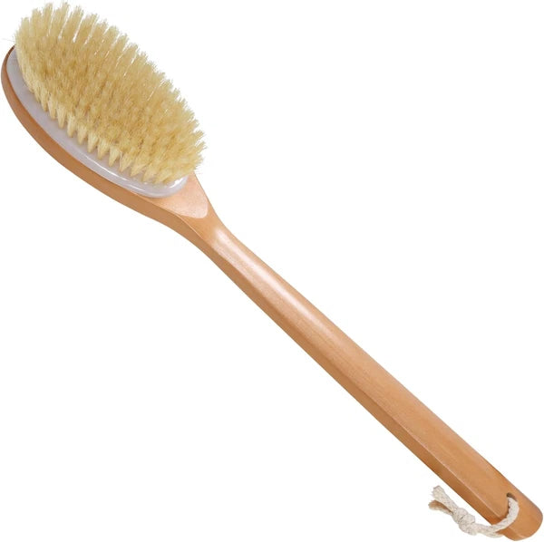 Bath Brushes with Soft and Natural Bristles Antiskid Wooden Long Handle Showe...