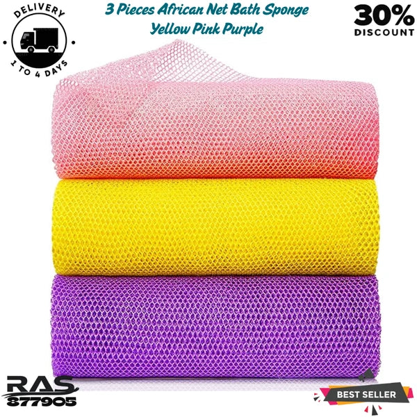 3 Pieces African Net Bath Sponge African Exfoliating African Scrubbing Long Net