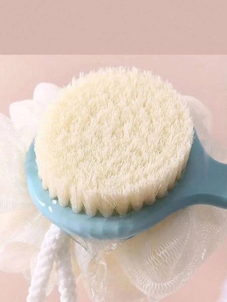 2 in 1 Handle Shower Bath Body Brush With Soft Bristles Back Massage Scrubber UK