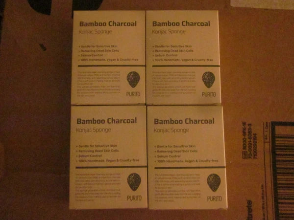 Lot Of 4 Bamboo Charcoal Konjac Sponge The New Version- Good Deal.