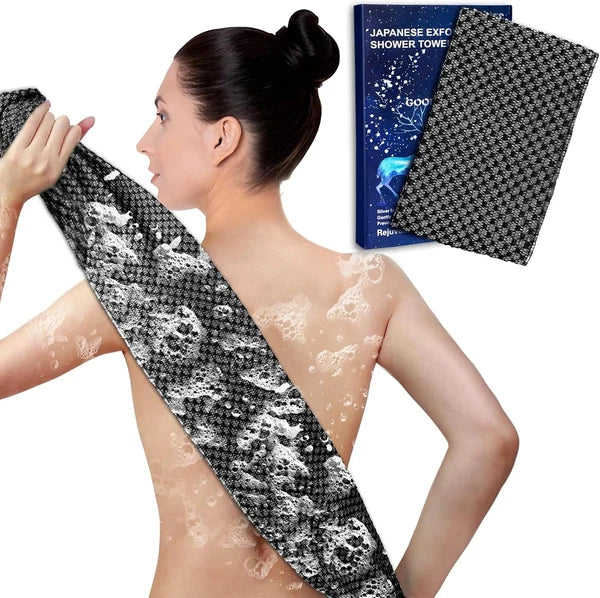 Exfoliating Washcloth Shower Towels, Premium Japanese Exfoliating Body Scrubber,