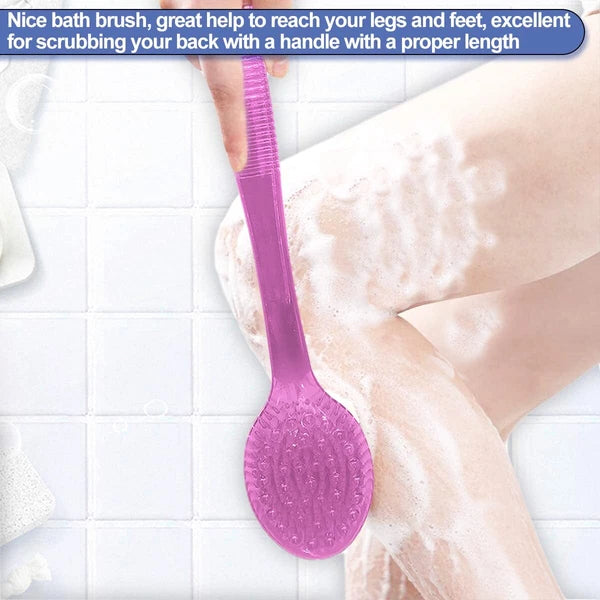 2× Long Handle Back Shower Exfoliating Bath Body Brush Scrubber Massager 14.2 in