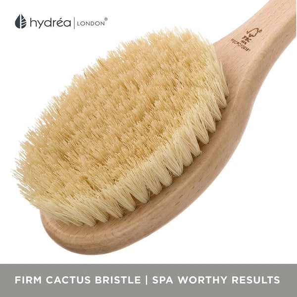 Dry Body Brush Long Handled Exfoliating Skin Brush with Vegan Cactus Bristle, Dr