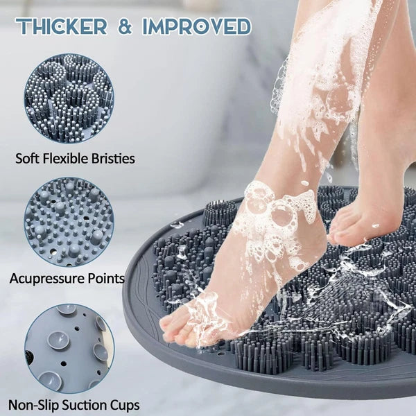Foot Scrubber Mat Shower Silicone Back Body Exfoliator Massager Washer Non Slip