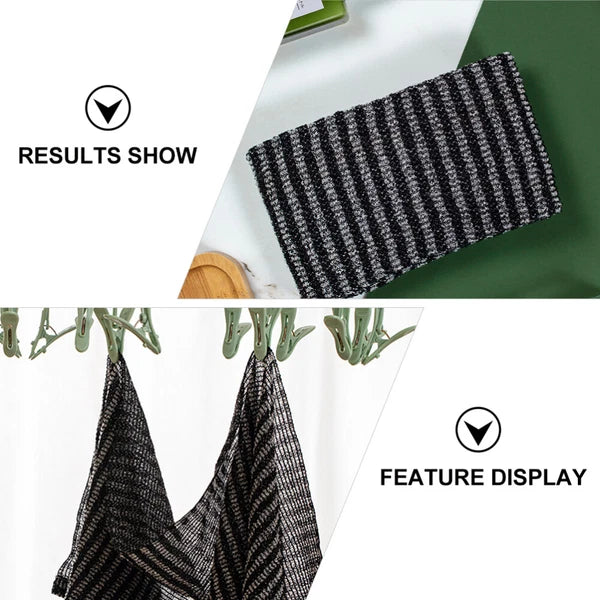 2 Pc Bath Towel Silicone Shower Brush Back Exfoliator Massage