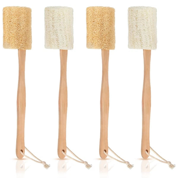 4 Pack Natural Exfoliating Loofah Bath Back Brush Loofah Back Scrubber Long H...