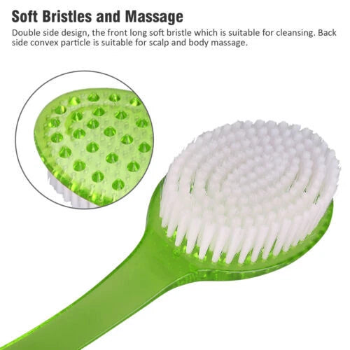 Body Back Bath Brush - for Shower with Long Handle, Back Washer Scrubber NEW