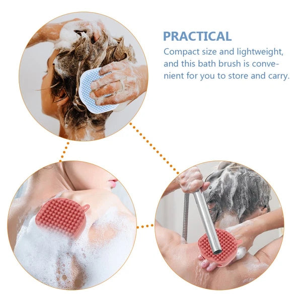 2 Pcs Shampoo Bath Brush Child Travel Body Scrub Shower Silicone