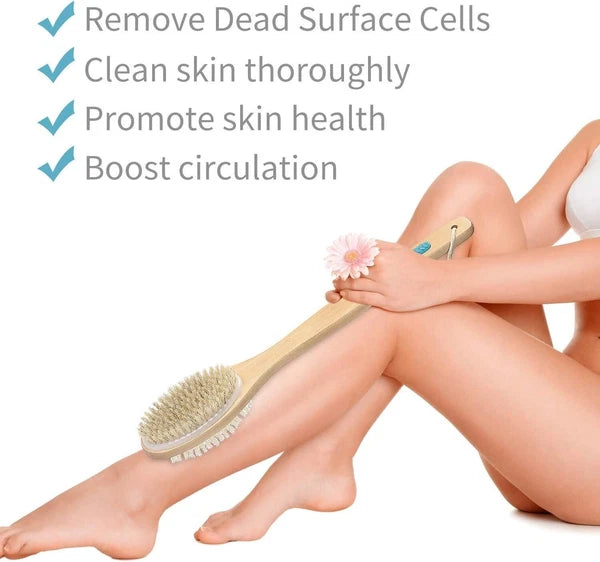 Durable 17-Inch Bath Brush with Anti-Slip Grip - Ideal for Wet & Dry Exfoliation