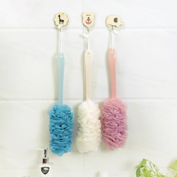2 Pcs Rub The Back Bath Flowers Body Brush Scrubber with Long Handle