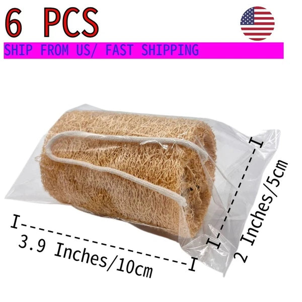 6 PCS 4' Natural Loofah/Luffa Bath Shower Sponge Exfoliator Kitchen Body Clean