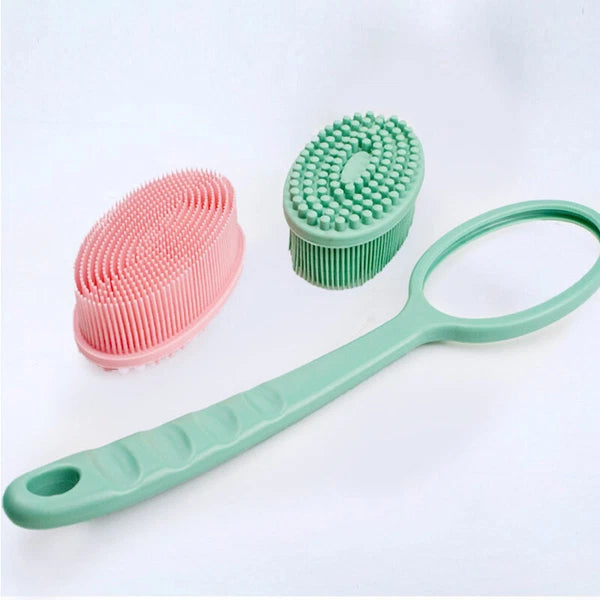 Bath Brush Scalp Massager Silicone Bristles Body Scrubber Washing Comb Bath Tool