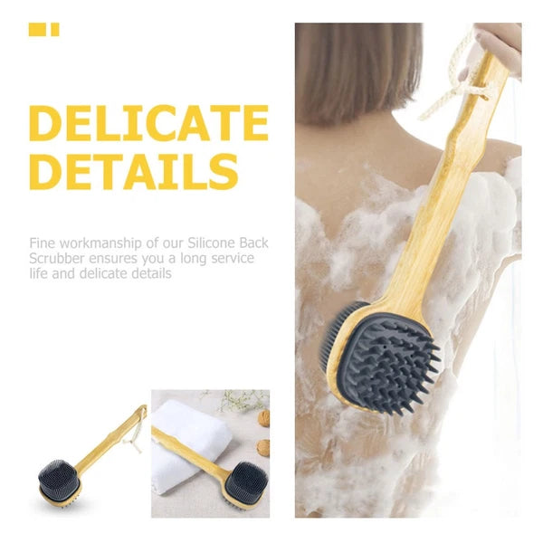 Bath Brush Man Miss Long Handle Silicone Scrubber Back for Shower