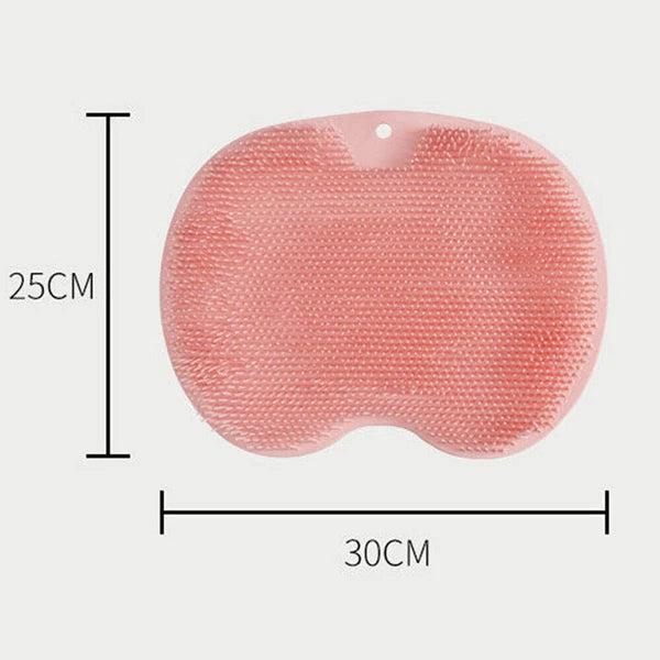 Silicone Wall Mounted Back Scrubber Bath Massage Cushion Brush with Suction Cups