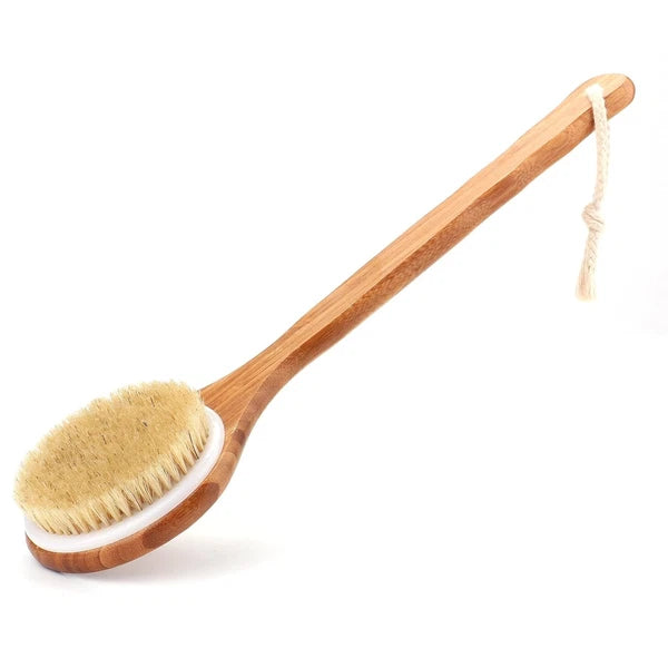 Luxury Bamboo Shower Brush with Natural Bristles - Exfoliate and Detoxify Skin