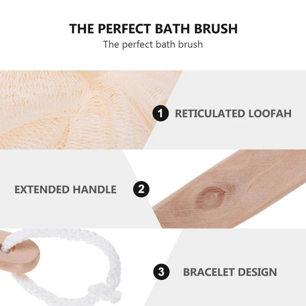 Long Handle Back Brush Exfoliating Sponge Scrubber for Bathing and Showering